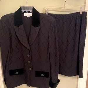black ST.JOHN cocktail suit blazer/skirt.